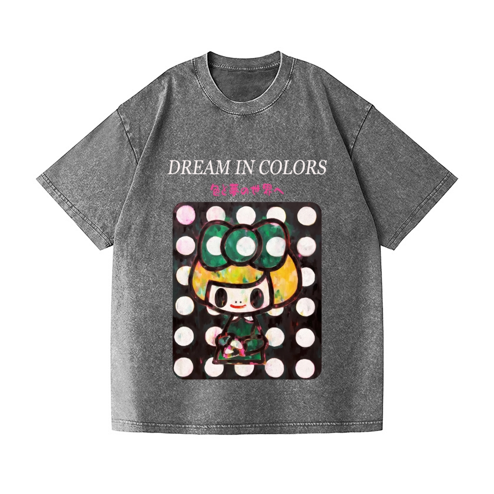 Dot Girl Vintage Wash Japanese Design T-Shirt
