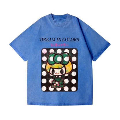 Dot Girl Vintage Wash Japanese Design T-Shirt