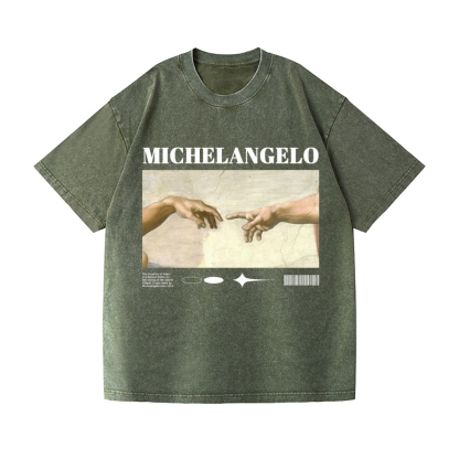 Michelangelo God Hand Vintage Wash Japanese Design T-Shirt