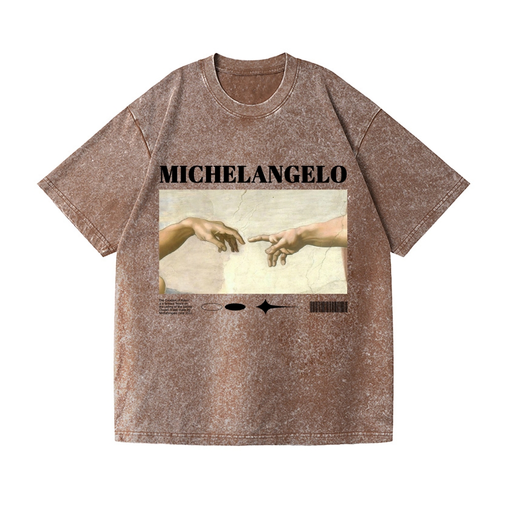 Michelangelo God Hand Vintage Wash Japanese Design T-Shirt
