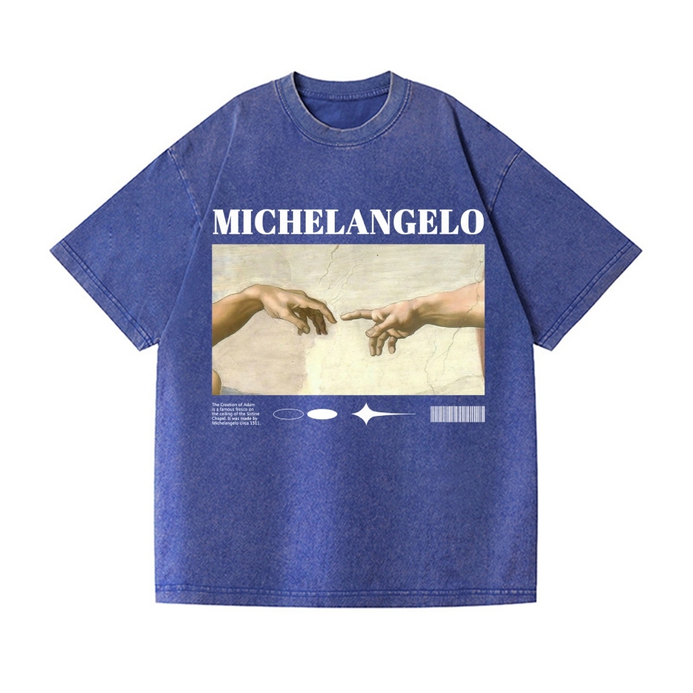 Michelangelo God Hand Vintage Wash Japanese Design T-Shirt