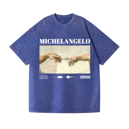 Michelangelo God Hand Vintage Wash Japanese Design T-Shirt