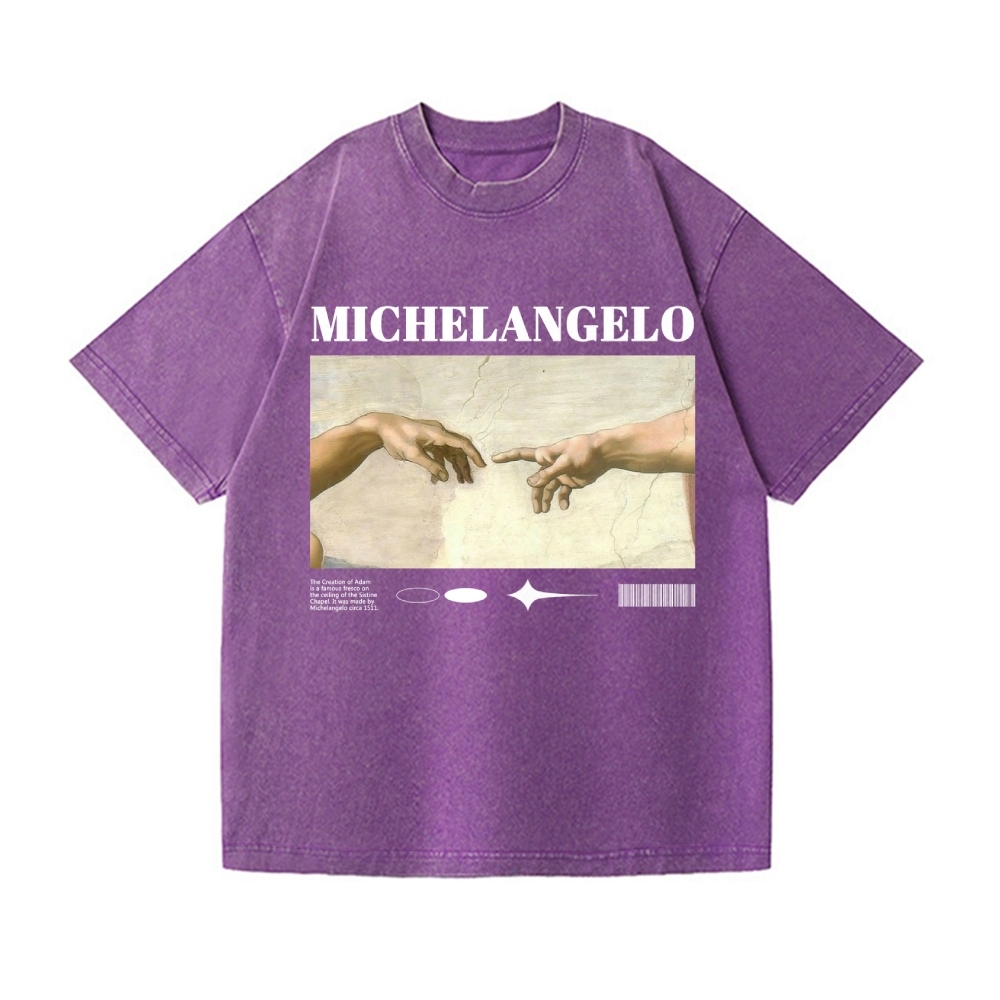 Michelangelo God Hand Vintage Wash Japanese Design T-Shirt