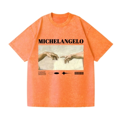 Michelangelo God Hand Vintage Wash Japanese Design T-Shirt