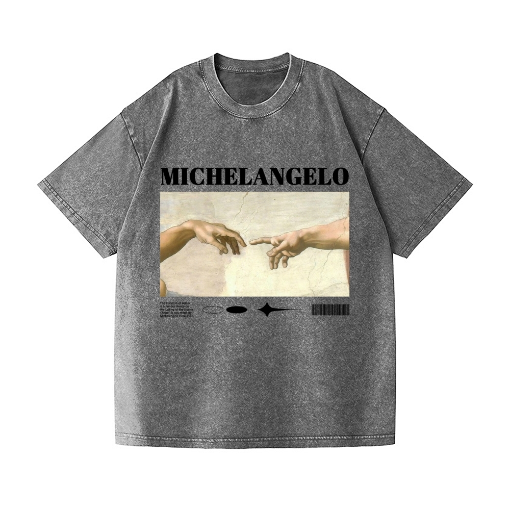 Michelangelo God Hand Vintage Wash Japanese Design T-Shirt