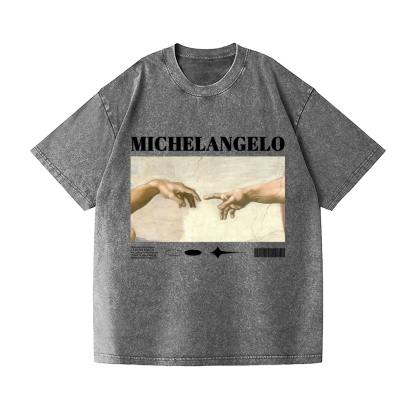 Michelangelo God Hand Vintage Wash Japanese Design T-Shirt