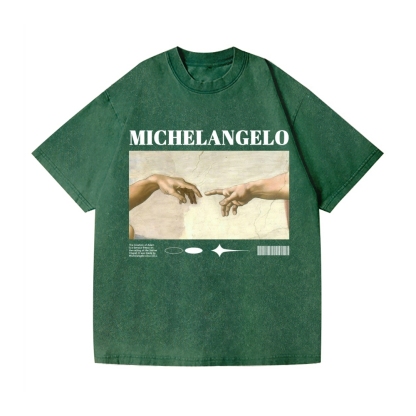 Michelangelo God Hand Vintage Wash Japanese Design T-Shirt