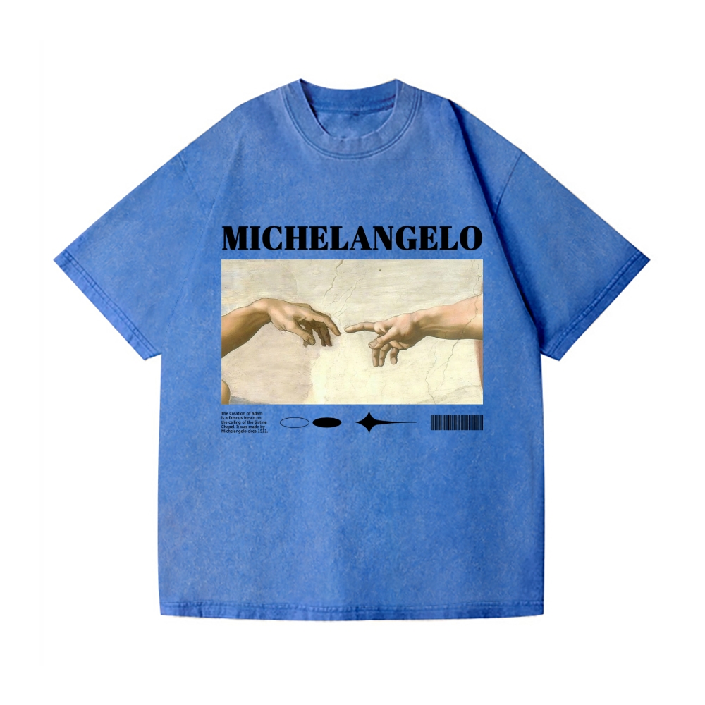 Michelangelo God Hand Vintage Wash Japanese Design T-Shirt