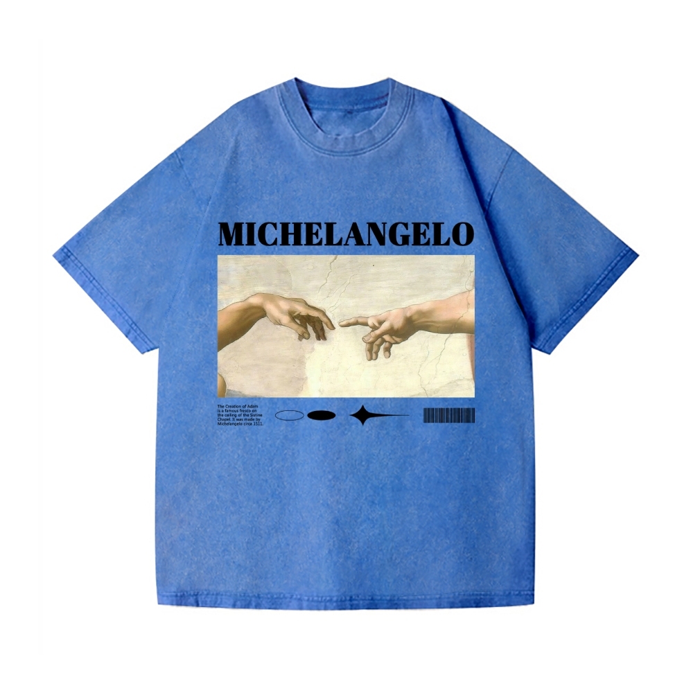 Michelangelo God Hand Vintage Wash Japanese Design T-Shirt