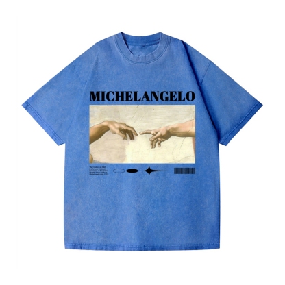 Michelangelo God Hand Vintage Wash Japanese Design T-Shirt