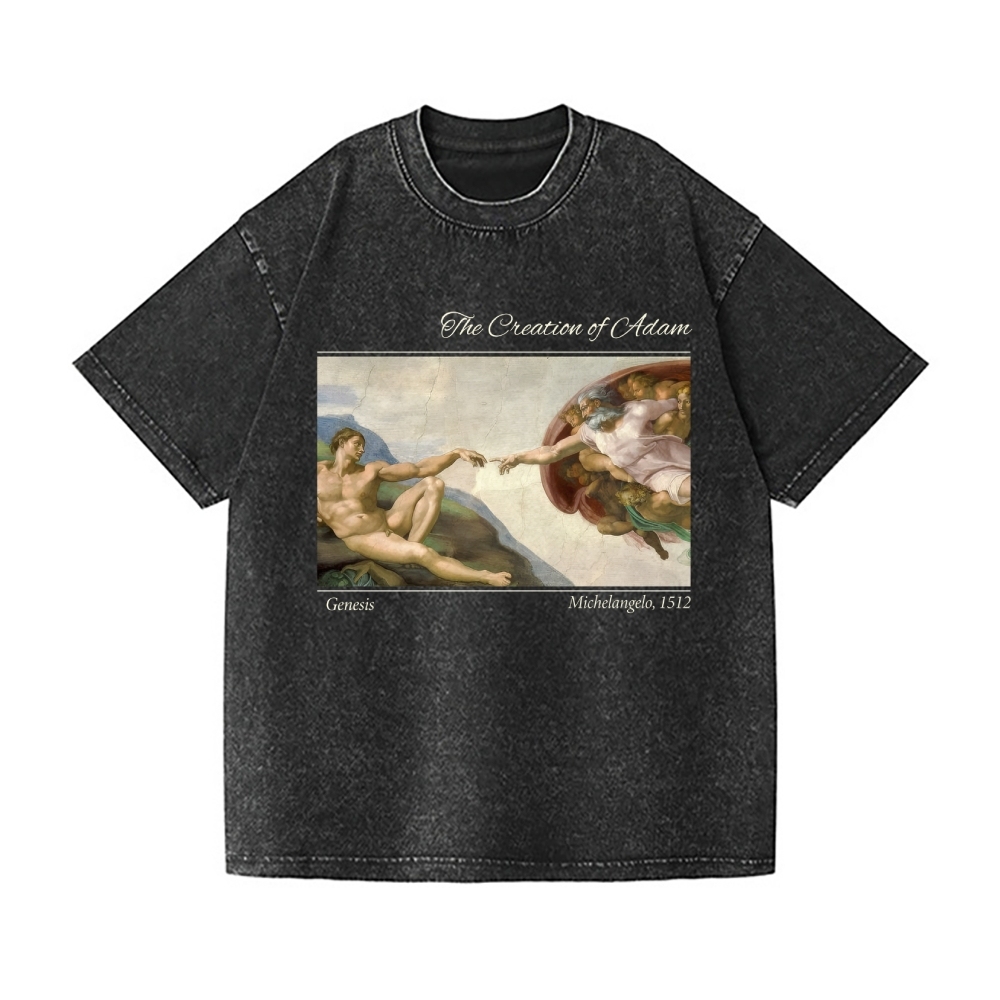 Creation of Adam Michelangelo Vintage Wash Japanese Design T-Shirt