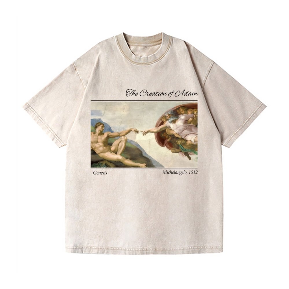 Creation of Adam Michelangelo Vintage Wash Japanese Design T-Shirt
