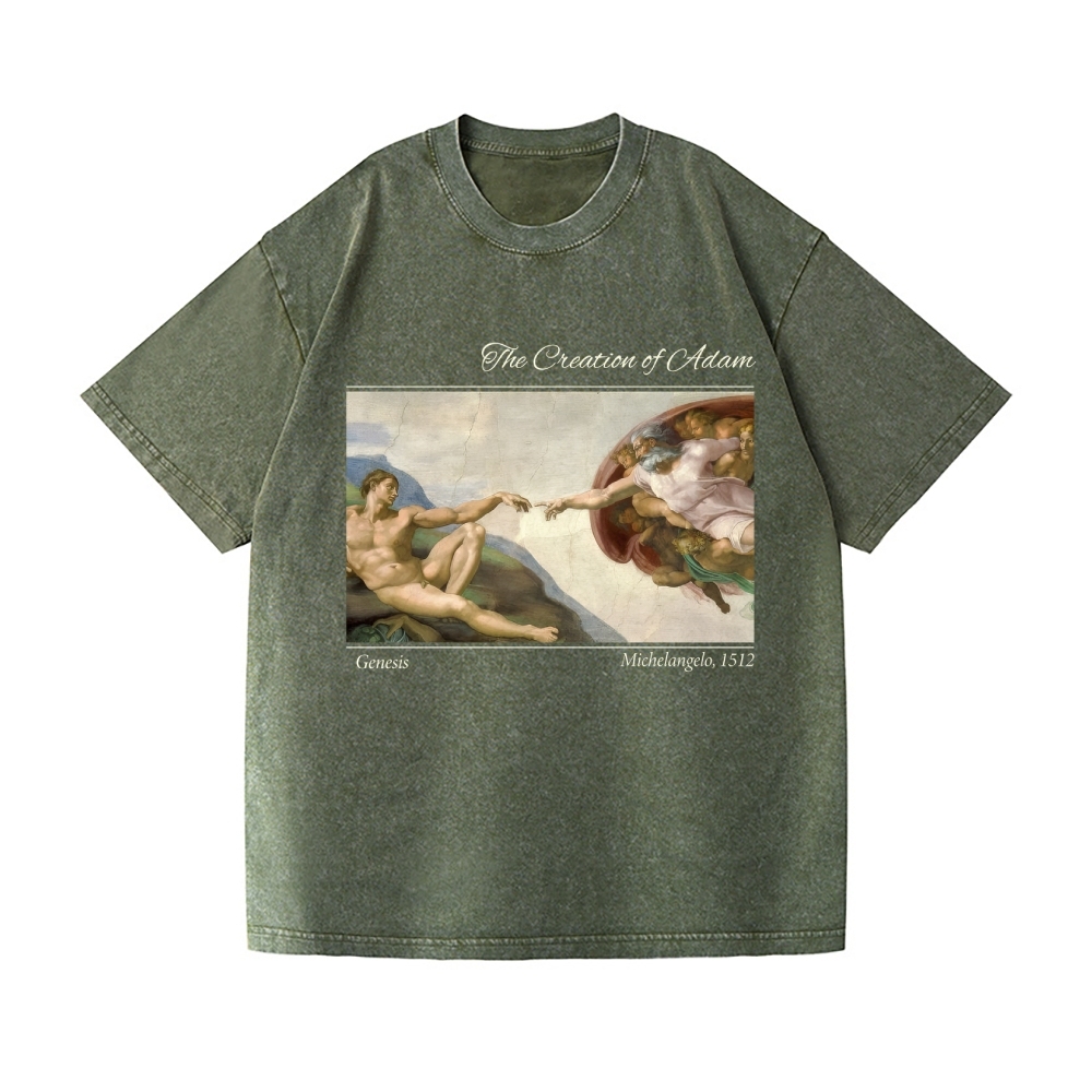 Creation of Adam Michelangelo Vintage Wash Japanese Design T-Shirt