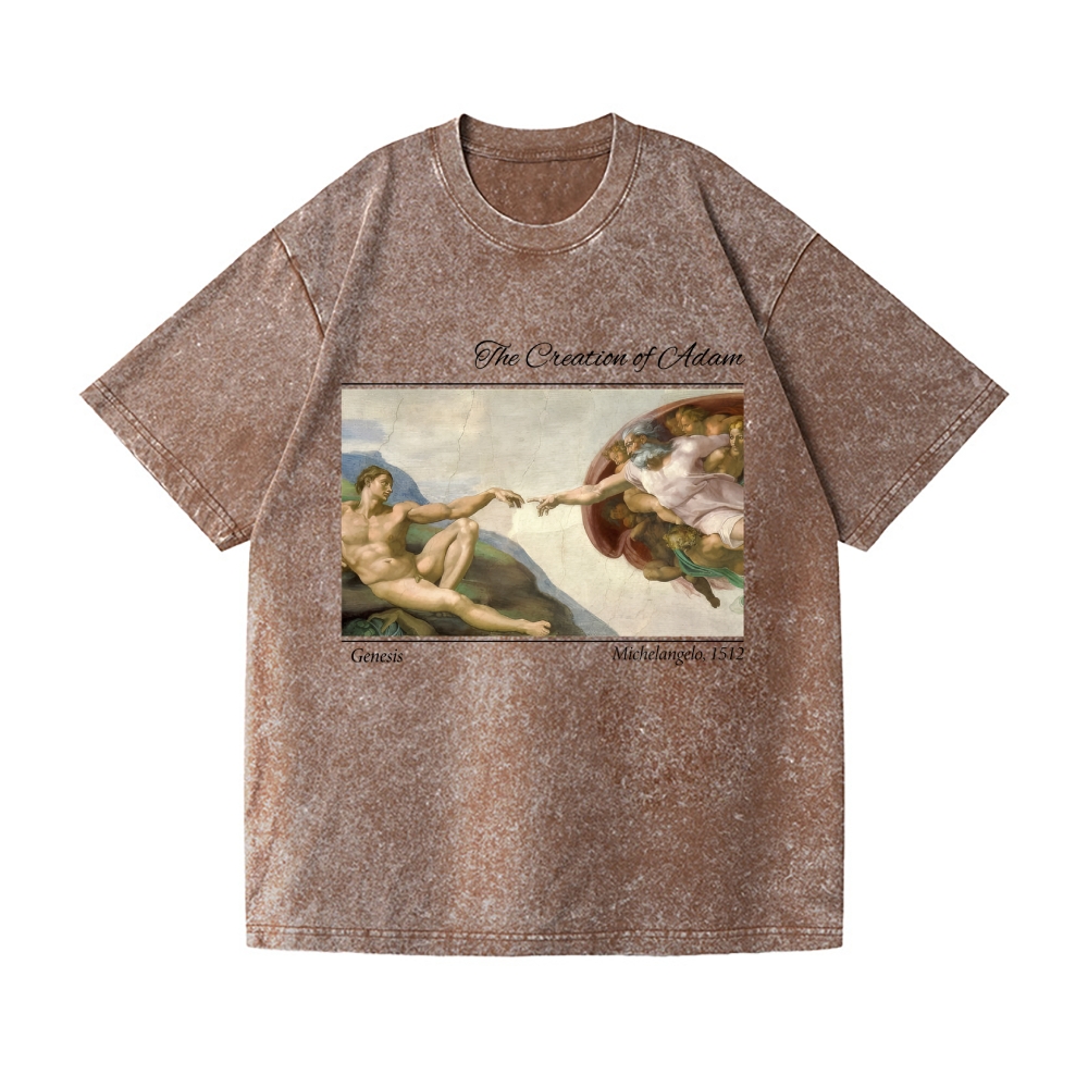 Creation of Adam Michelangelo Vintage Wash Japanese Design T-Shirt