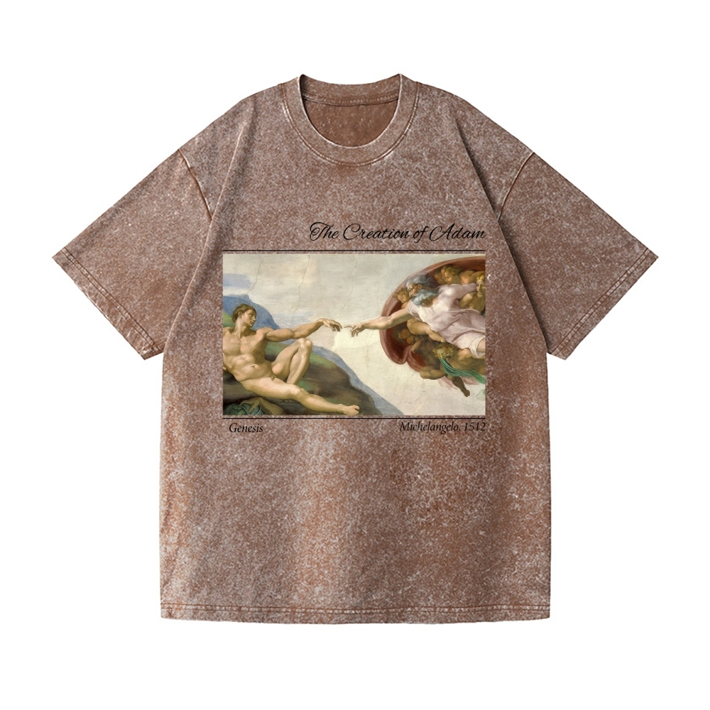 Creation of Adam Michelangelo Vintage Wash Japanese Design T-Shirt