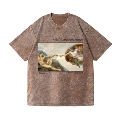 Creation of Adam Michelangelo Vintage Wash Japanese Design T-Shirt