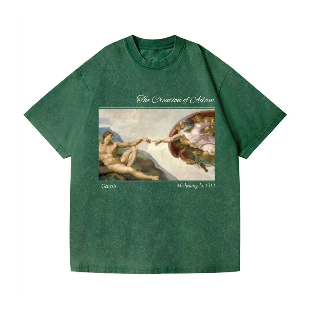 Creation of Adam Michelangelo Vintage Wash Japanese Design T-Shirt