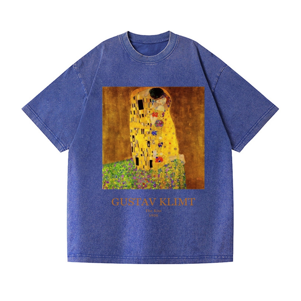 Gustav Klimt The Kiss Vintage Wash Japanese Design T-Shirt