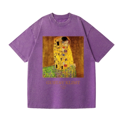 Gustav Klimt The Kiss Vintage Wash Japanese Design T-Shirt