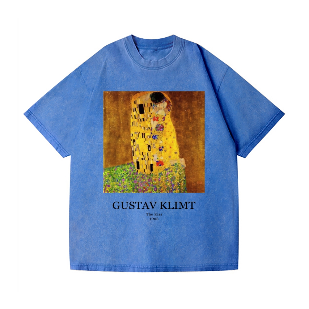 Gustav Klimt The Kiss Vintage Wash Japanese Design T-Shirt