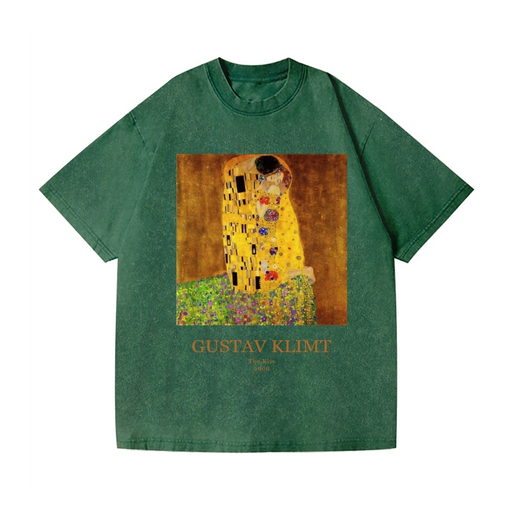 Gustav Klimt The Kiss Vintage Wash Japanese Design T-Shirt