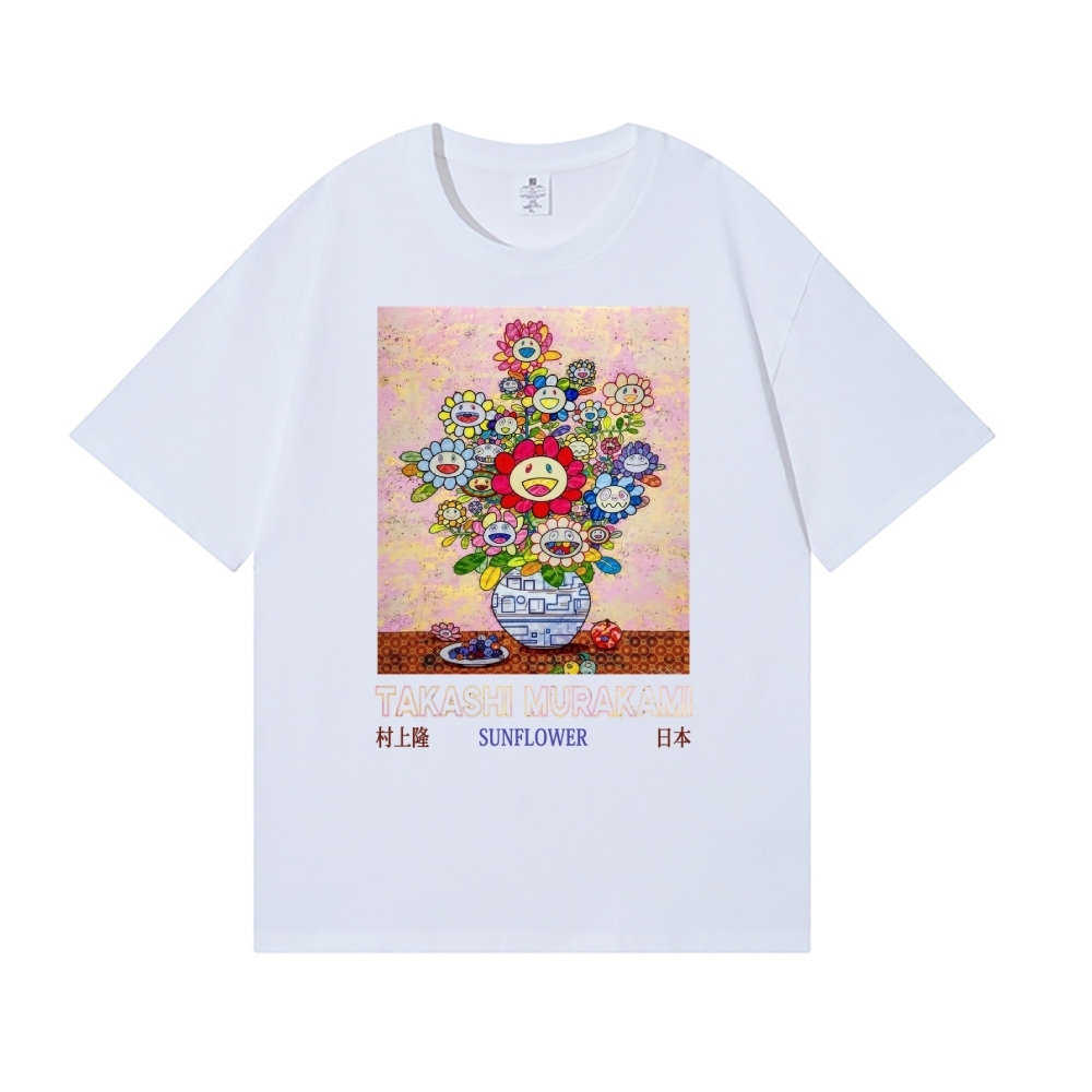 TM Sunflower Qinghua Vase Japanese Style Classic Tee