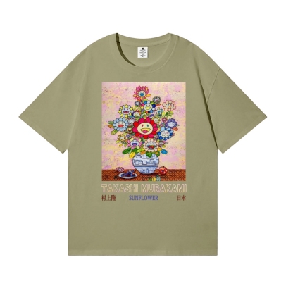 TM Sunflower Qinghua Vase Japanese Style Classic Tee