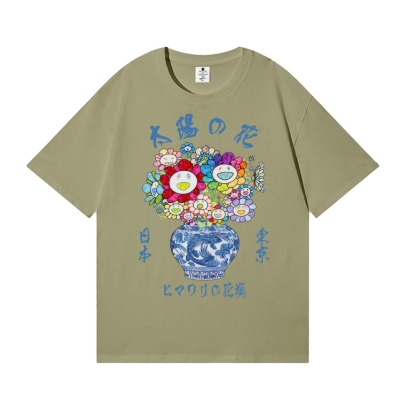 TM Sunflower Qinghua Vase Japanese Style Classic Tee