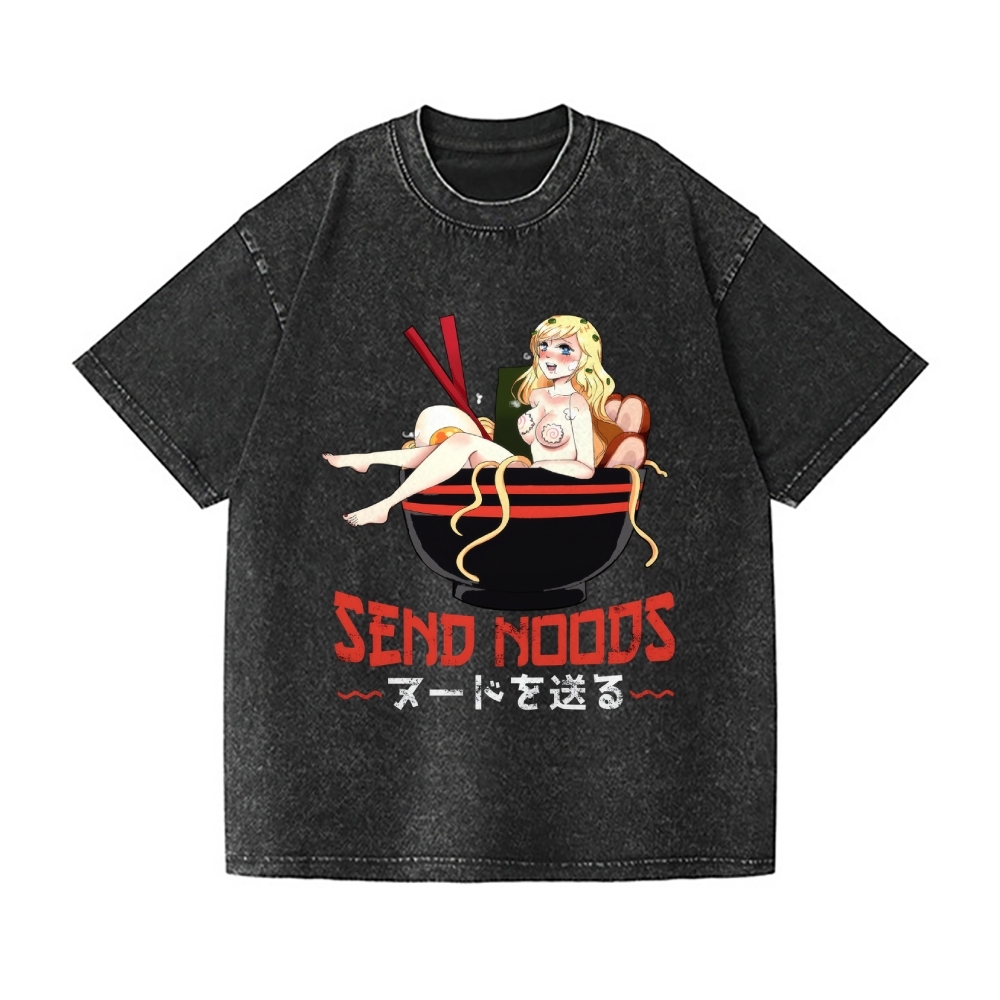 Send Noods Ramen Hentai Vintage Wash Japanese Design T-Shirt