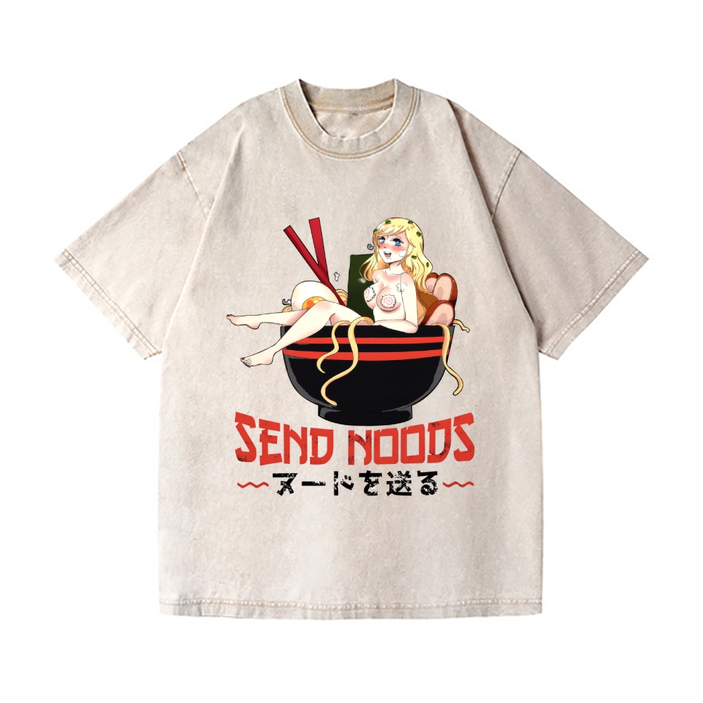 Send Noods Ramen Hentai Vintage Wash Japanese Design T-Shirt