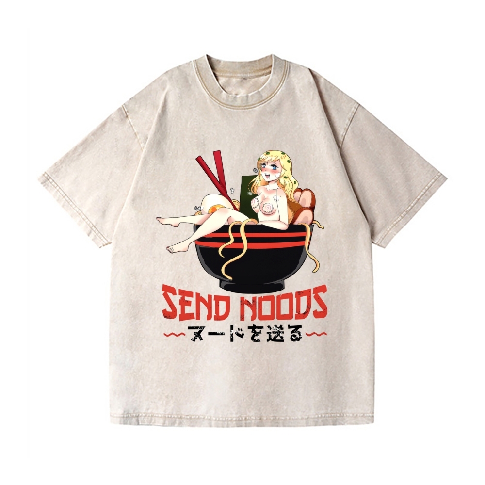 Send Noods Ramen Hentai Vintage Wash Japanese Design T-Shirt