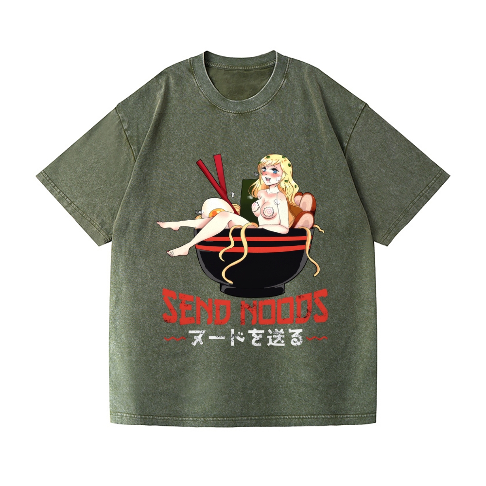 Send Noods Ramen Hentai Vintage Wash Japanese Design T-Shirt