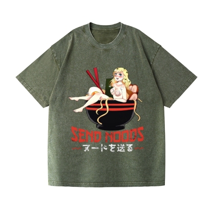 Send Noods Ramen Hentai Vintage Wash Japanese Design T-Shirt