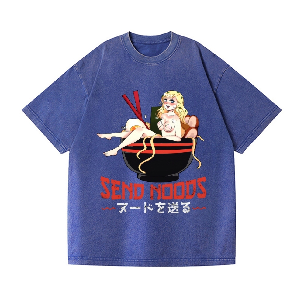 Send Noods Ramen Hentai Vintage Wash Japanese Design T-Shirt