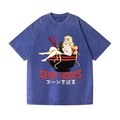 Send Noods Ramen Hentai Vintage Wash Japanese Design T-Shirt