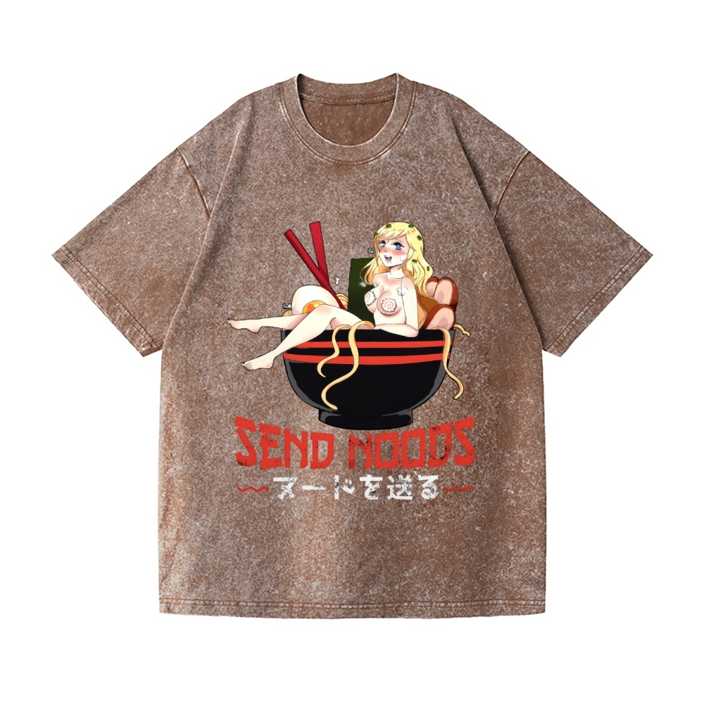 Send Noods Ramen Hentai Vintage Wash Japanese Design T-Shirt