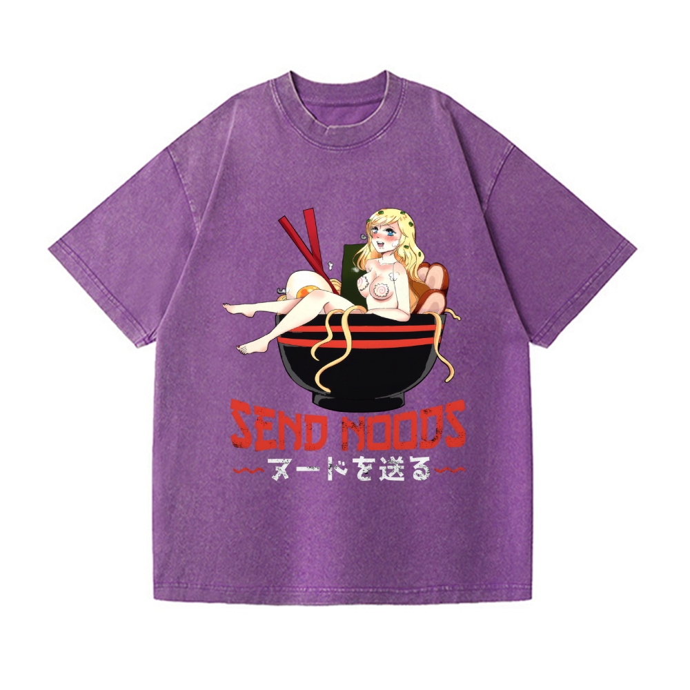 Send Noods Ramen Hentai Vintage Wash Japanese Design T-Shirt