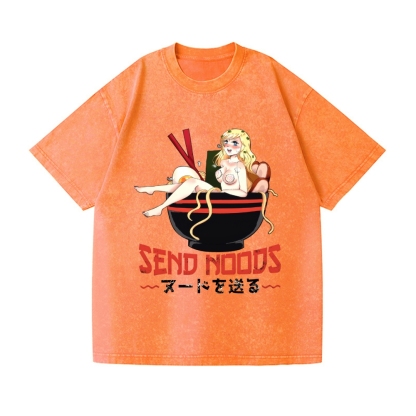 Send Noods Ramen Hentai Vintage Wash Japanese Design T-Shirt