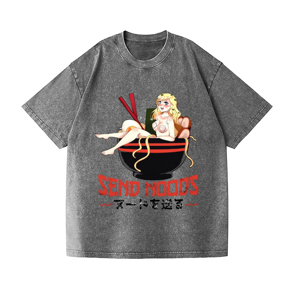 Send Noods Ramen Hentai Vintage Wash Japanese Design T-Shirt