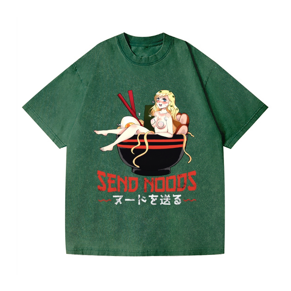 Send Noods Ramen Hentai Vintage Wash Japanese Design T-Shirt