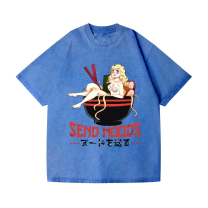 Send Noods Ramen Hentai Vintage Wash Japanese Design T-Shirt