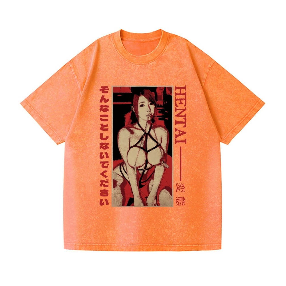 Ecchi Girl Vintage Wash Japanese Design T-Shirt