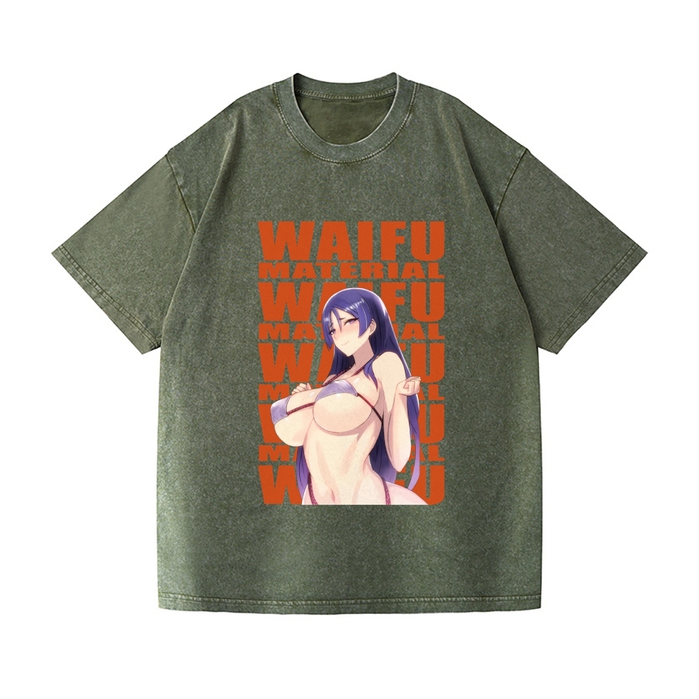 Underboob Waifu Vintage Wash Japanese Design T-Shirt