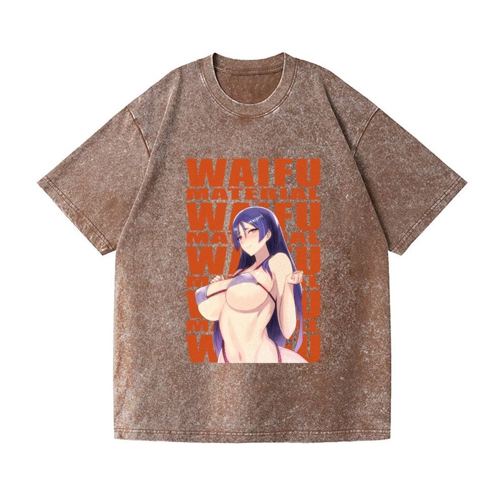 Underboob Waifu Vintage Wash Japanese Design T-Shirt