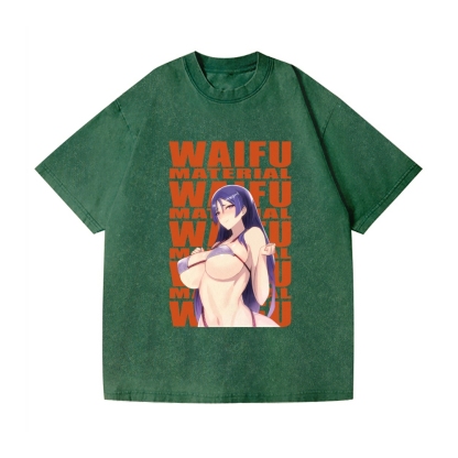 Underboob Waifu Vintage Wash Japanese Design T-Shirt