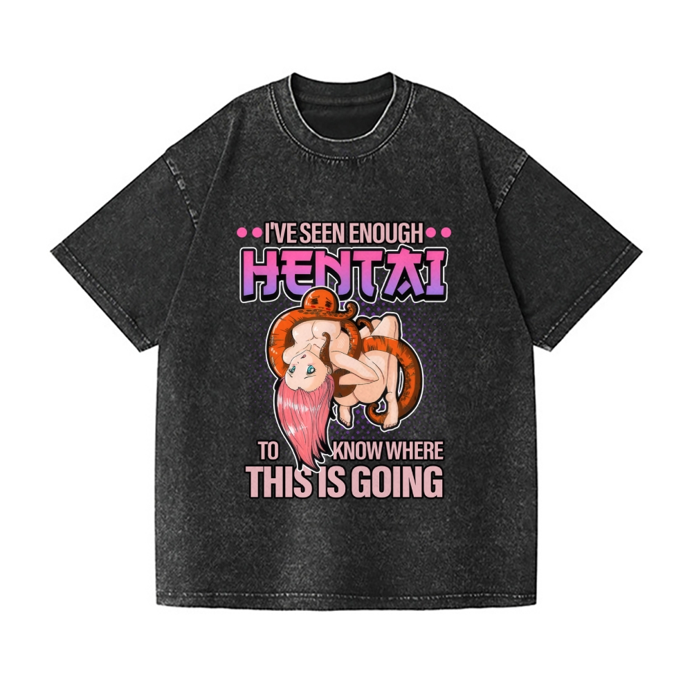 Funny Hentai Vintage Wash Japanese Design T-Shirt