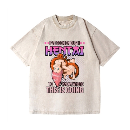 Funny Hentai Vintage Wash Japanese Design T-Shirt