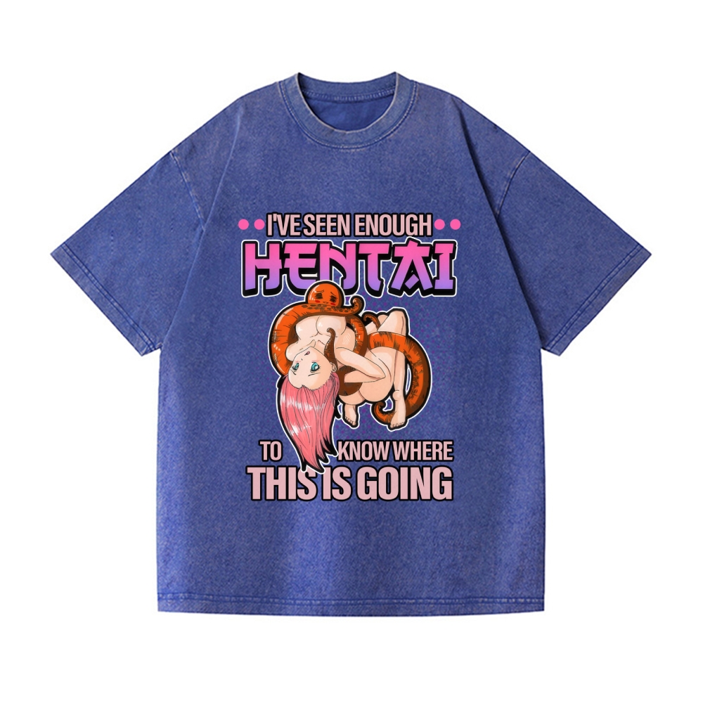 Funny Hentai Vintage Wash Japanese Design T-Shirt