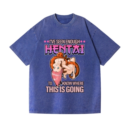 Funny Hentai Vintage Wash Japanese Design T-Shirt