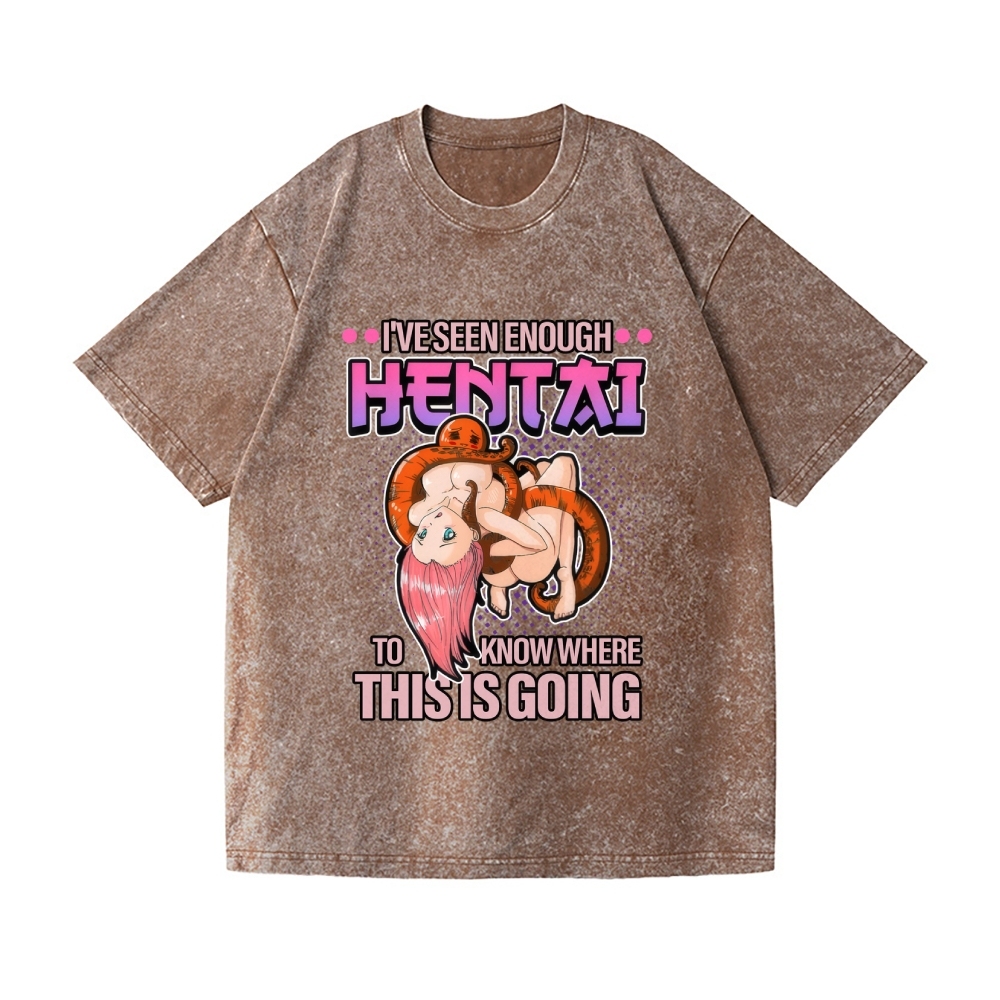 Funny Hentai Vintage Wash Japanese Design T-Shirt